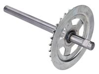 pedal crank axle RMS w/ sprocket 28 teeth for Piaggio Ciao, Ciao PX, SI moped