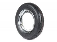 Wheel assembly (tyre mounted on rim ready to drive) -BGM Sport, Vespa Largeframe PX, Sprint, Rally, GT, GTR, TS, T4, LML Star/Stella- 3.50 - 10 inch TT 59S (reinforced) - Rim steel, painted 2.10- 10 - Chrome