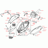 F12 rear body parts and under seat storage / helmet compartment