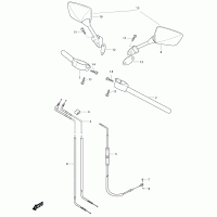 FIG44 handlebar, mirrors, bowden cables