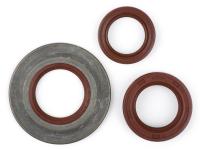motor shaft seal set BGM PRO, FKM/Viton® (E10 resistant) metal, brown (extra flat, 3.5mm), rear wheel shaft seal 27x42x10mm for Vespa Largeframe PX Lusso (1993-), PX80, PX125, PX150, PX200, T5 125cc, MY, 98, Cosa, LML125/150 Star (2-stroke)