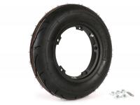 complete wheel BGM Sport 3.50 10 inch TL 59S (reinforced) tire ready to ride mounted on rim, rim 2.10-10 black, tubeless for Vespa Classic PX 200 E (Disc) VSX1T (98-)