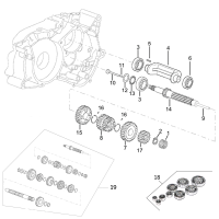 engine - gearbox main shaft / transmission output shaft Minarelli AM6 1st series