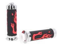 handlebar rubber grip set Custom Flame red