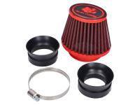 air filter Malossi red filter E18 racing 42, 50, 60mm straight, red-black for Dellorto PHBH, Mikuni, Keihin carburetor for Beta RR 50 Enduro 12 (AM6) ZD3C20000B00 till D0000470