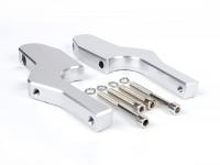 Pair of foot peg adapters for pillion rider -MOTO NOSTRA, CNC, silver- Vespa GT, GTL, GTS, GTV 125-300