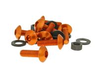 hexagon socket screw set incl. nuts M5x16 aluminum orange - 8 pcs each - fairing / styling