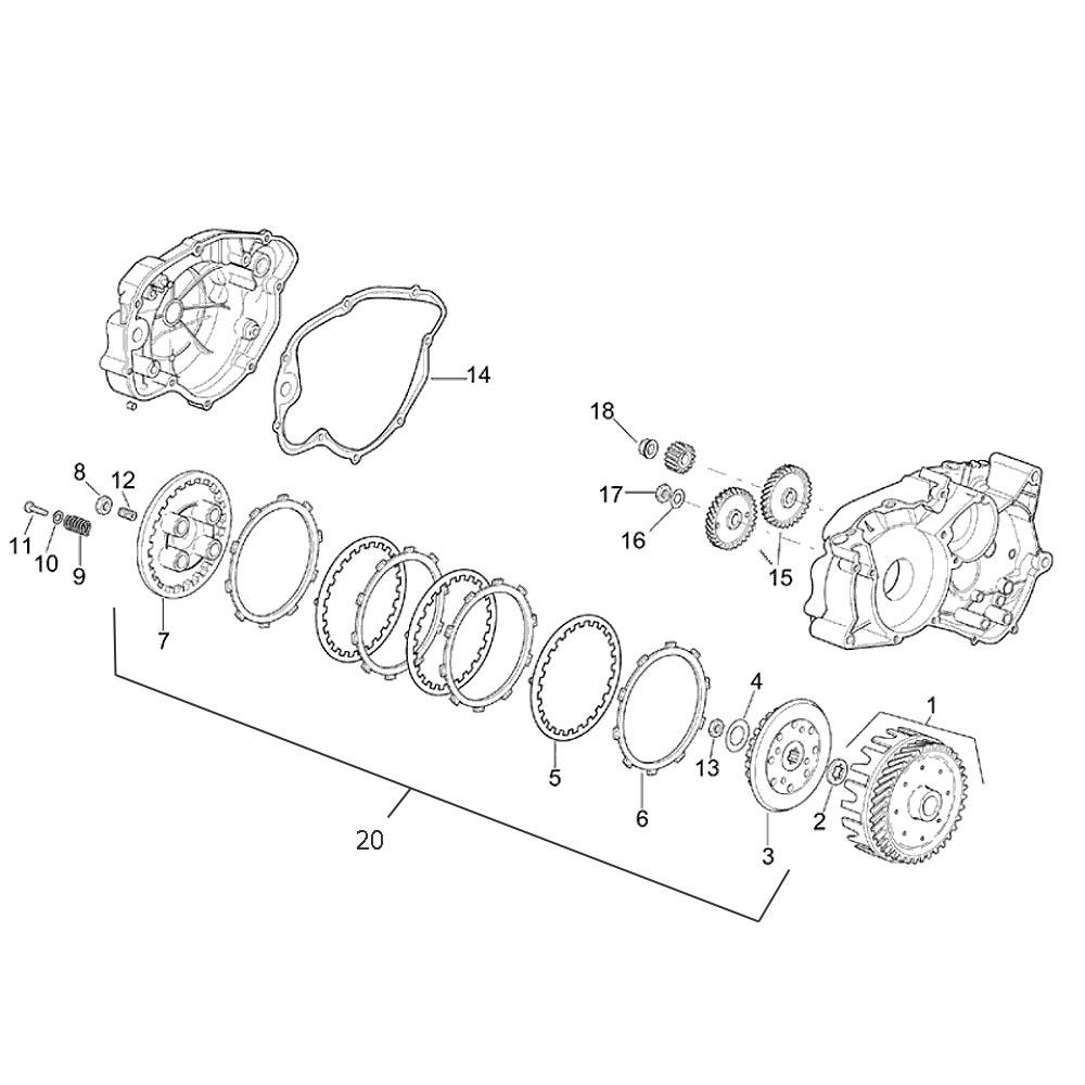 engine - clutch Minarelli AM for Aprilia RS 50 03-05 (AM6) [ZD4PG / ZD4SE0 / ZD4TS0 / ZD4TSB / ZD4TSJ]