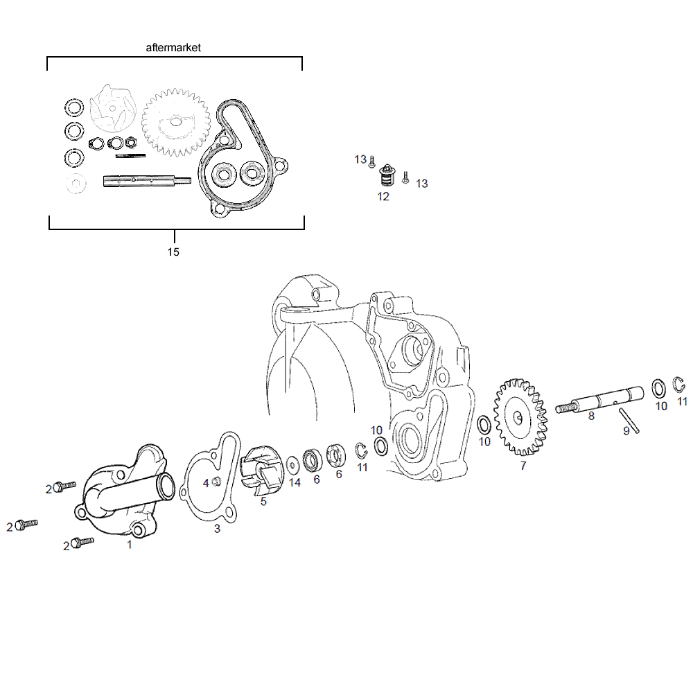 engine - water pump D50B0 for Derbi Senda 50 SM X-Treme 2009 (D50B) [VTHSR2D1A/ 2E1A/ 2F1A]